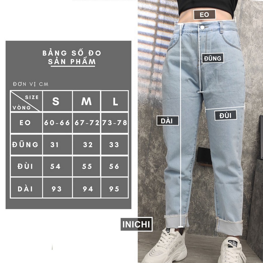 Quần Jean nữ INICHI Q903 ống rộng SIMPLE JEAN Unisex vải jean cao cấp chất đẹp