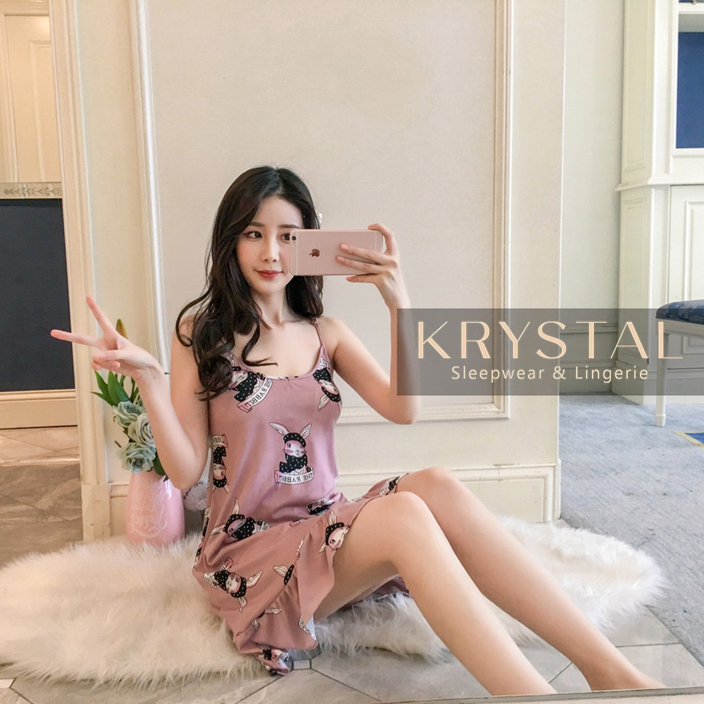 Váy ngủ cotton hoạ tiết KRYSTAL NK112