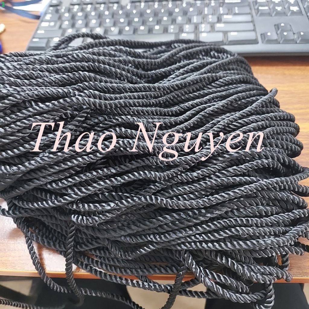 Dây làm cào móng cho thú cưng, dây nylon- màu đen - 5mm