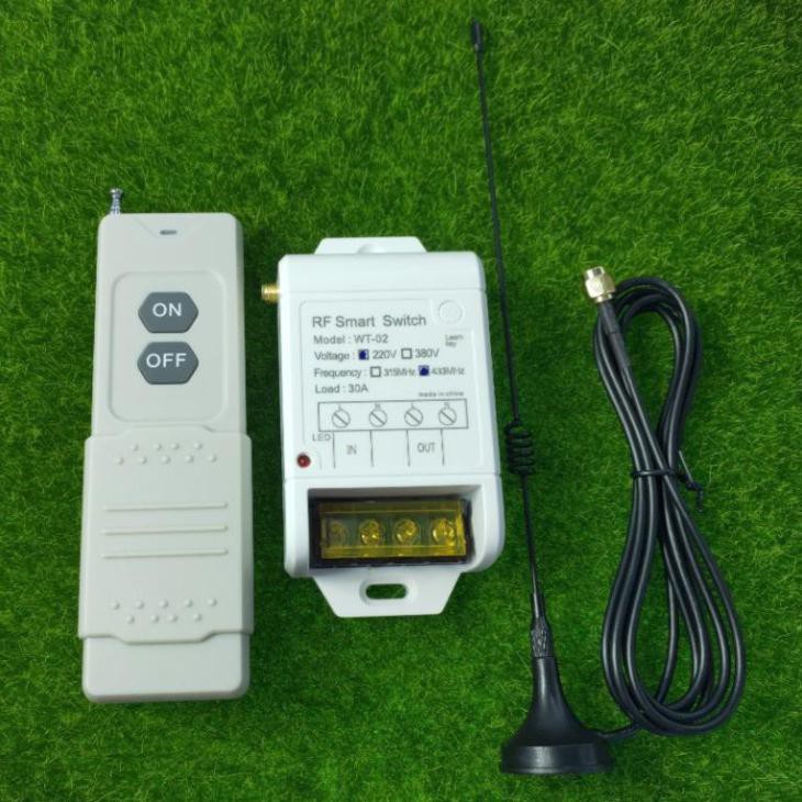 Công tắc điều khiển từ xa công suất lớn 30A/220V sóng Radio RF 433Mhz khoảng cách 500-1000M (RF Smart Swich 1000M)