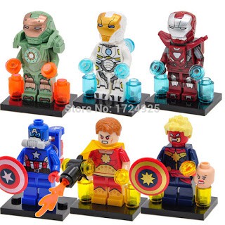 Xếp hình Iron Man Captain Marvel Space Captain America MK39 MK47 Scuba Ironman Lego Minifigures Decool 0244 0249