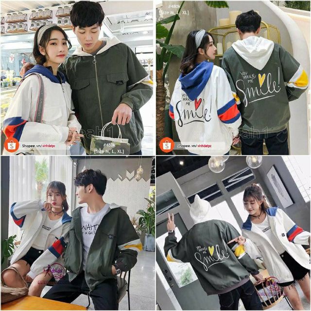 a047 Hình thật + 👩‍🚀Áo Khoác Dù Smile( có Size XL lớn 65-80kg)