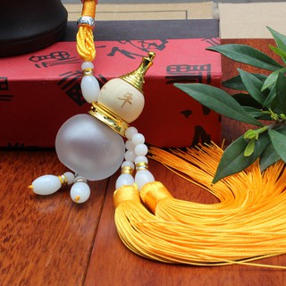 Bình hồ lô đựng nước thơm treo xe ô tô (Dây vàng)