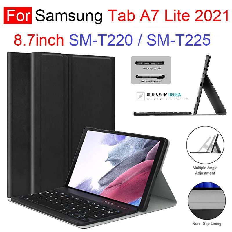 Bao Da Kèm Bàn Phím Không Dây Cho Samsung Galaxy Tab A7 lite SM T220 T225 8.7 inch.