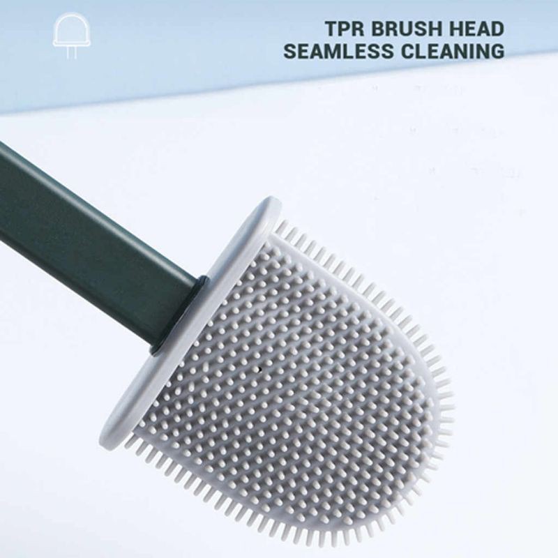 Chổi cọ bồn cầu chà toilet nhà vệ sinh sàn nhà chất liệu silicon kèm miếng dán dính tường tiện lợi sạch đẹp