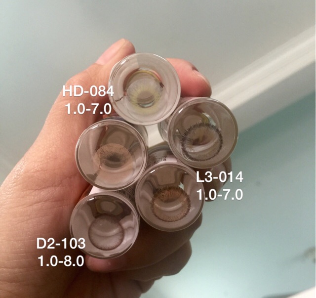 1 cặp lens Nâu tây pha lê có sẵn 0-7 độ kính áp tròng Hàn Quốc lens cận nâu tây pha lê 7 falling brown