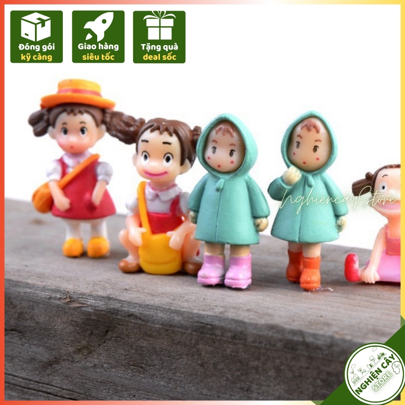 Phụ kiện Cô bé Mei váy đỏ trang trí tiểu cảnh, cây cảnh, sen đá