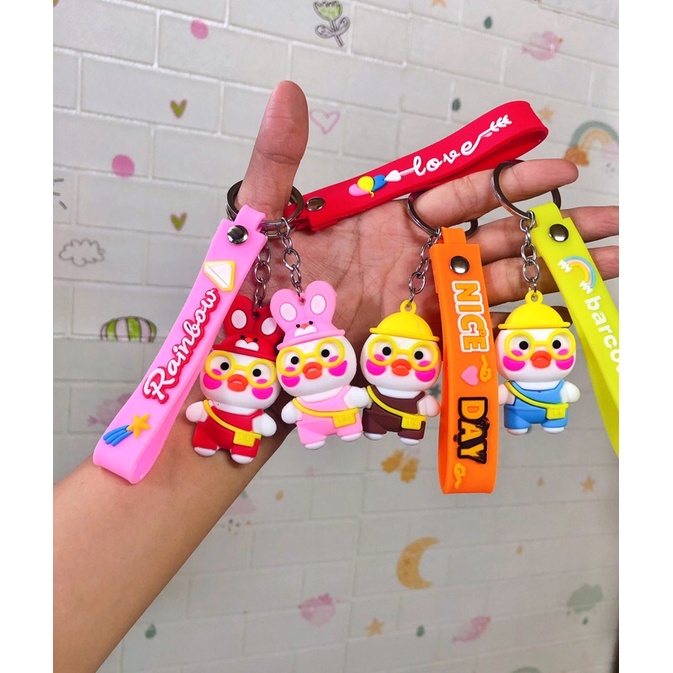 MÓC KHOÁ DẺO HÌNH VỊT MÁ HỒNG ĐEO KHÍNH Cute-Treo Cặp-Treo Balo Xinh