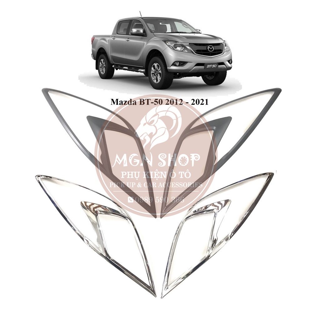 [Ốp đèn pha] [Mazda BT-50] [màu đen / màu bạc]