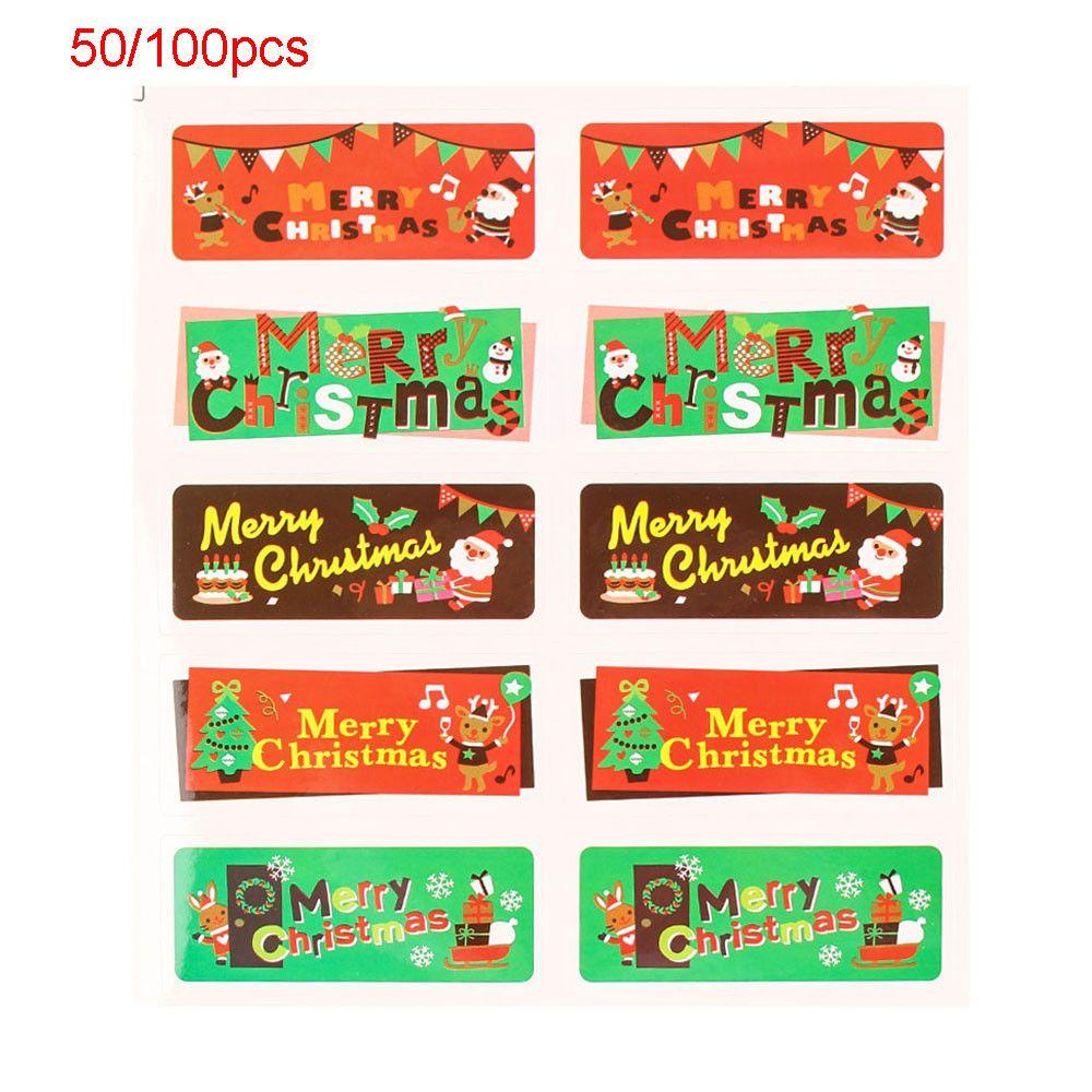 Set 1 / 50 / 100 Nhãn Dán Trang Trí Hộp Bánh Quy / Quà Giáng Sinh DIY