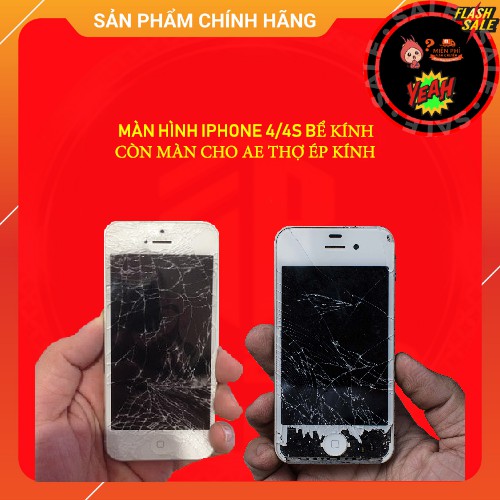 MÀN HÌNH IP 4 VỠ KÍNH CHO THỢ ÉP KÍNH THANH LÝ MÀU TRẮNG CÒN MÀN ( RẺ VÔ ĐỊCH)