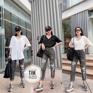 Bigsize Áo thun cổ tim A86