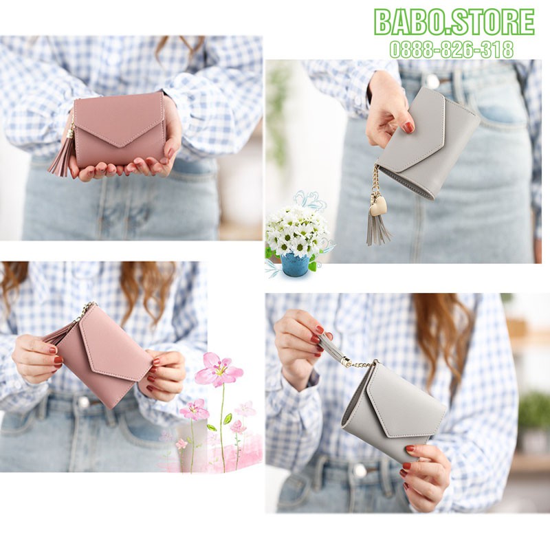 Ví ngắn tua rua cầm nhiều ngăn đựng, Bóp mini kiểu dáng  bì thư siêu hot, phong cách hàn quốc, giá rẻ babo.store | BigBuy360 - bigbuy360.vn