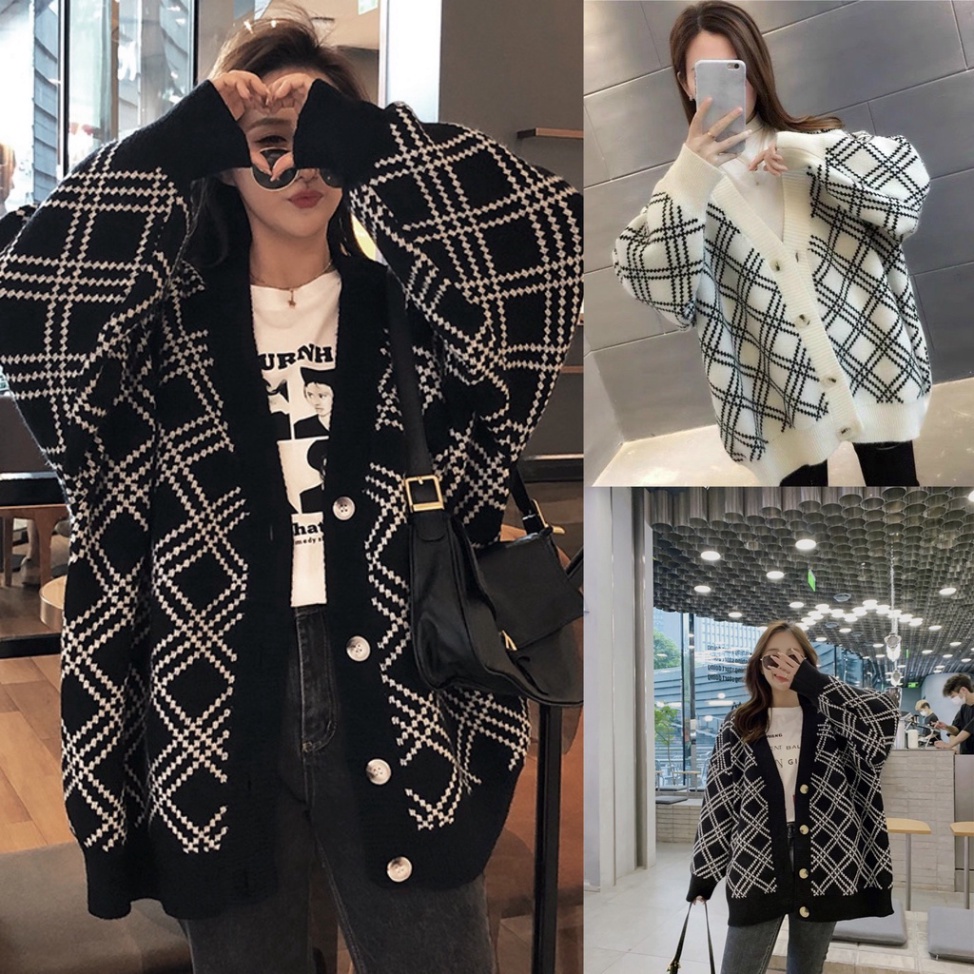áo khoác cardigan len hoạ tiết sọc chéo dáng dài hàng quảng châu cao cấp A285 Noiyxanh nội y xanh chất len quảng châu