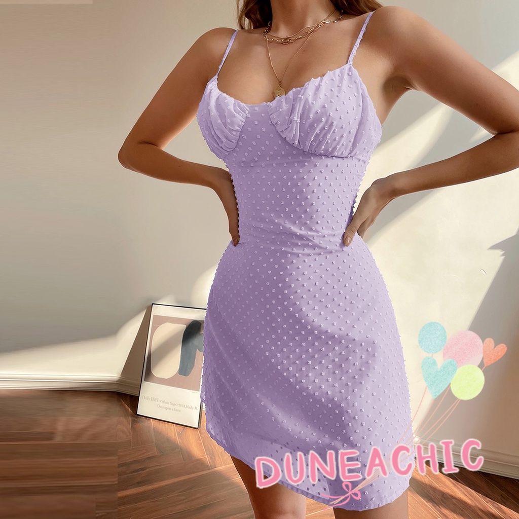 DUNEA Đầm Sát Nách Hở Lưng Quyến Rũ Thời Trang Cho Nữ