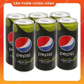 1 Lốc 6 lon nước giải khát Pepsi chanh không Calo lon 330ml