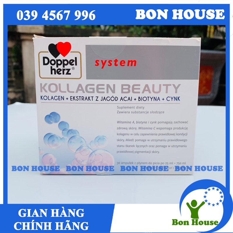 HỘP KOLLAGEN BEAUTY THUỶ PHÂN 30 ống COLLAGEN DOPPELHERZ