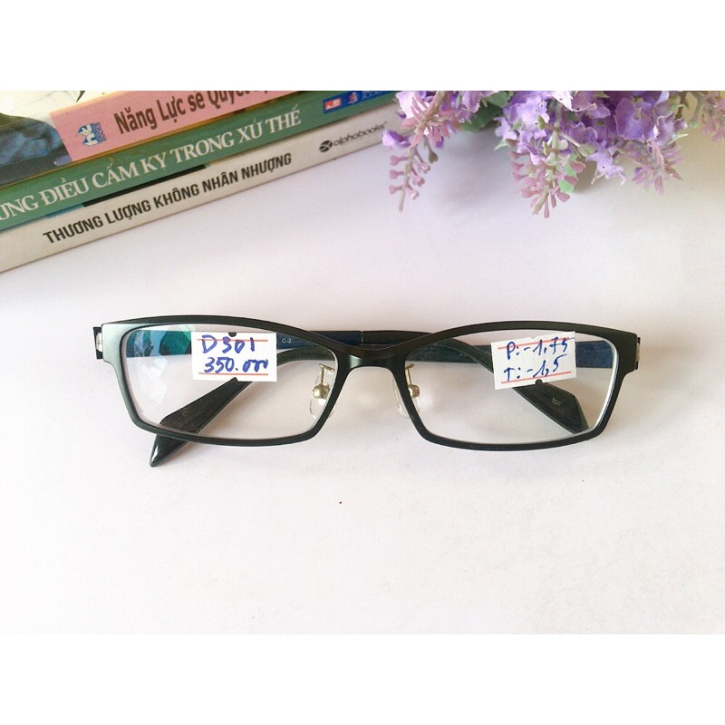 Kính si Nhật cận phải -1.75 độ, cận trái -1.5 độ tròng mắt cao cấp chống ánh sáng xanh, MS27-036, made in China.
