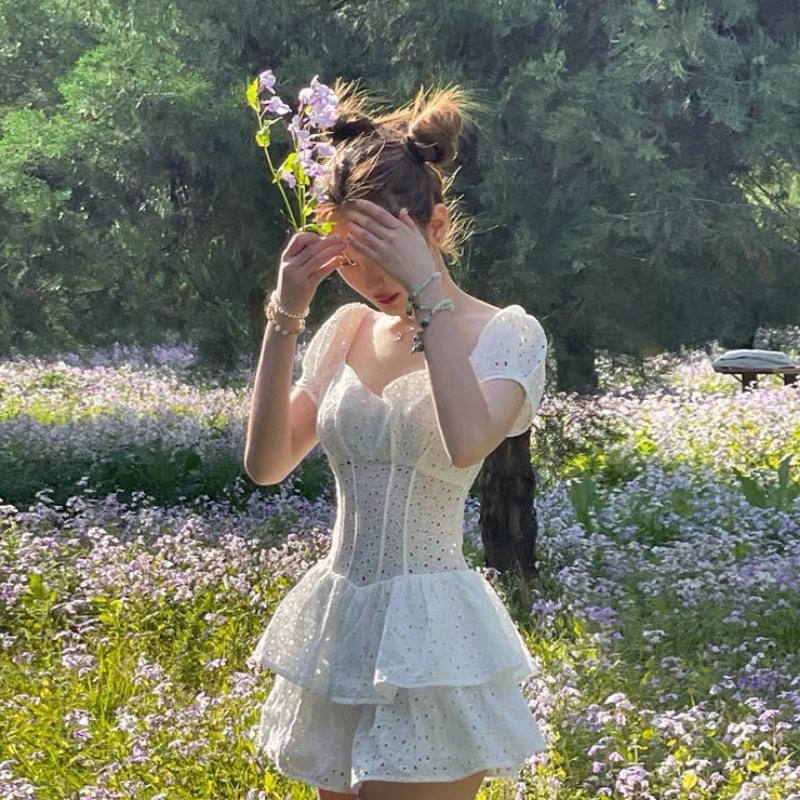 JESSICA Jumpsuit ren trắng 2 tầng tay phồng xinh xắn phong cách ulzzang SAM SAM BOUTIQUE