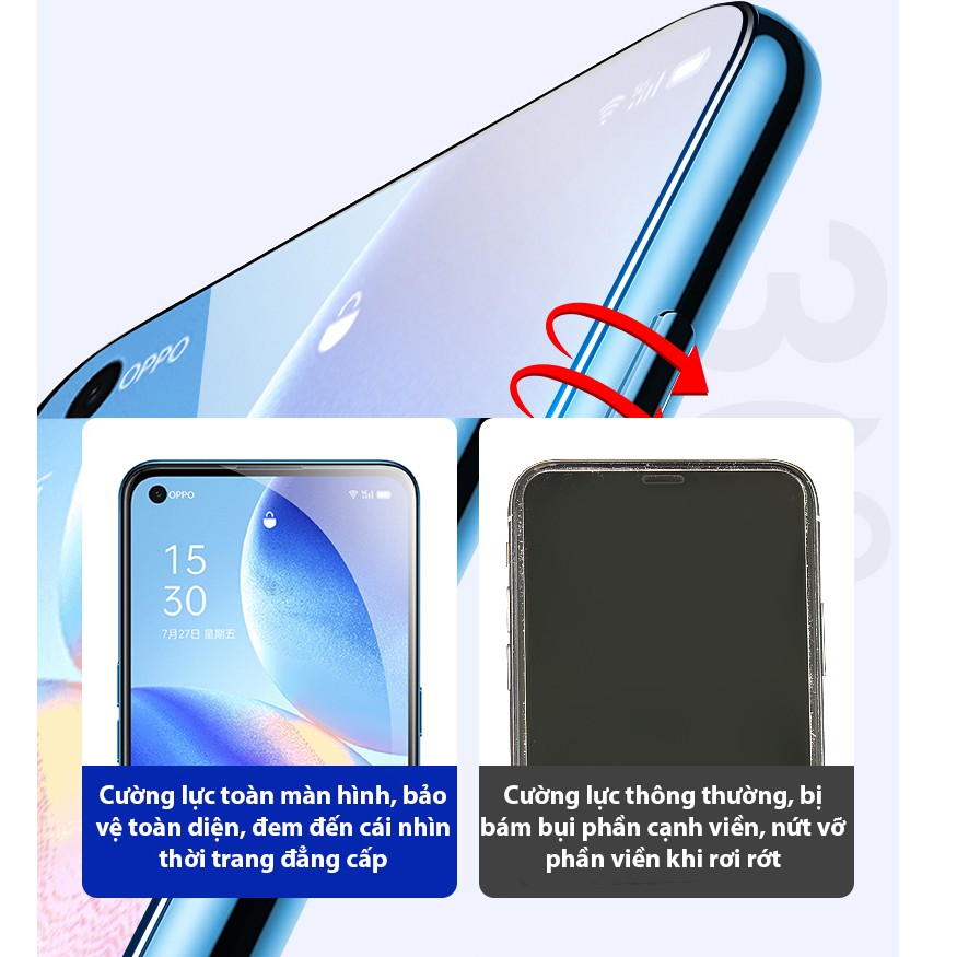 Cường lực FULL màn hình Oppo Reno7z Reno 8Z Reno8 Reno7 Reno4 Reno5 Reno6 Reno6z A76 A77s A57 A18 A38 A58 A78 A98
