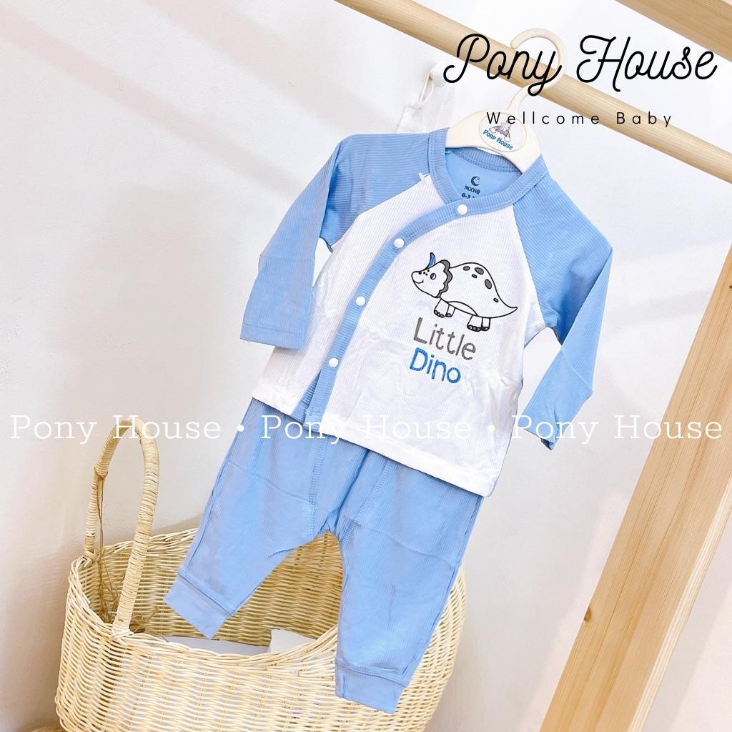Bộ Quần Áo Sơ Sinh Moon Dài Tay Cài Lệch Chất Len Tăm Giữ Nhiệt, Siêu Mềm Mại Cho Bé Trai Bé Gái Sơ Sinh