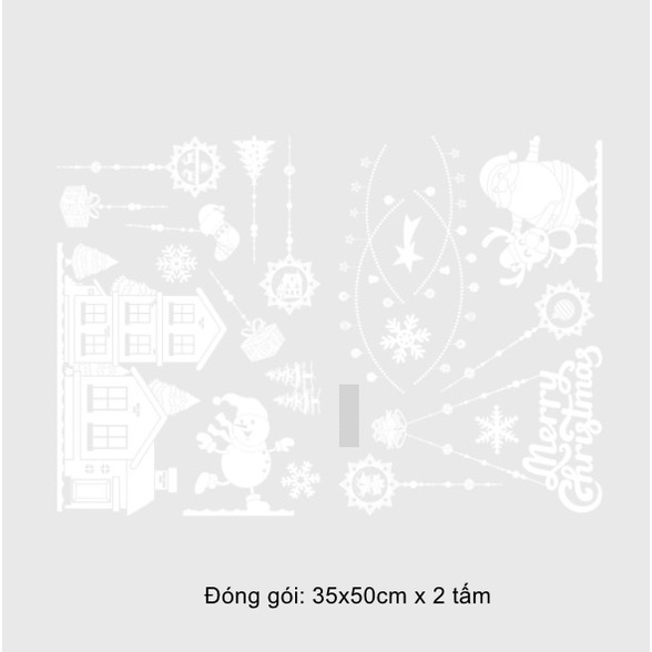 Decal trang trí Noel Hít Tĩnh Điện 2 mặt - NOEL CÙNG NGƯỜI TUYẾT DƯỚI RÈM PHỤ KIỆN TRẮNG