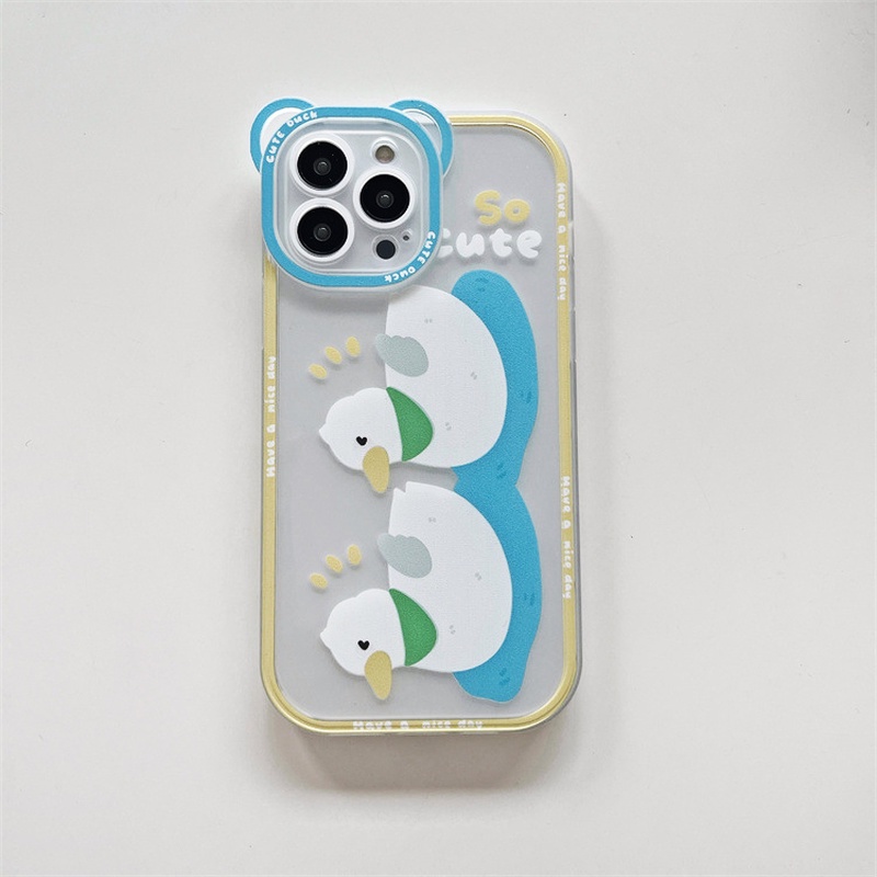 Ốp Điện Thoại Dẻo Trong Suốt Họa Tiết Hoạt Hình Chú Vịt Dễ Thương Cho Iphone 11 12 13 Pro MAX X XS MAX XR 6 7 8 Plus
