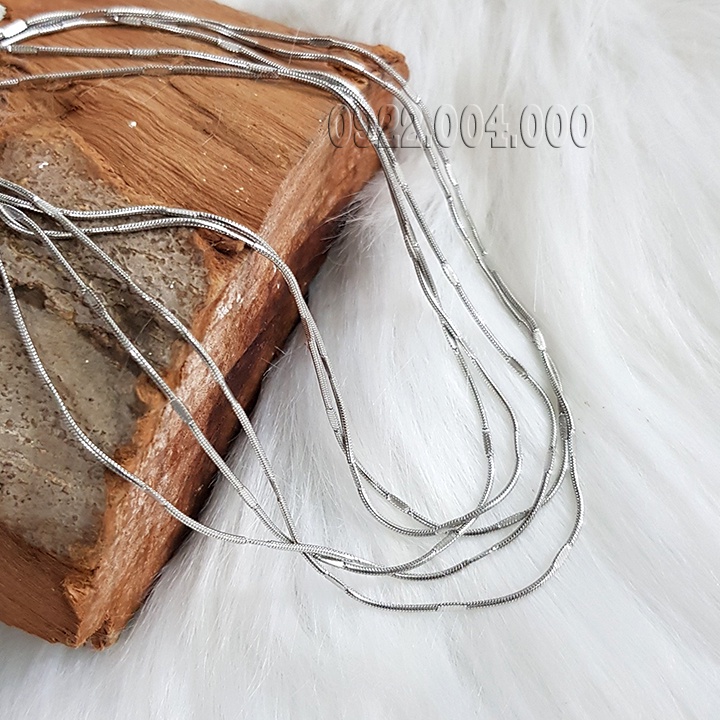 Dây chuyền trụ tròn màu bạc dập khúc cỡ nhỏ DZ1808.