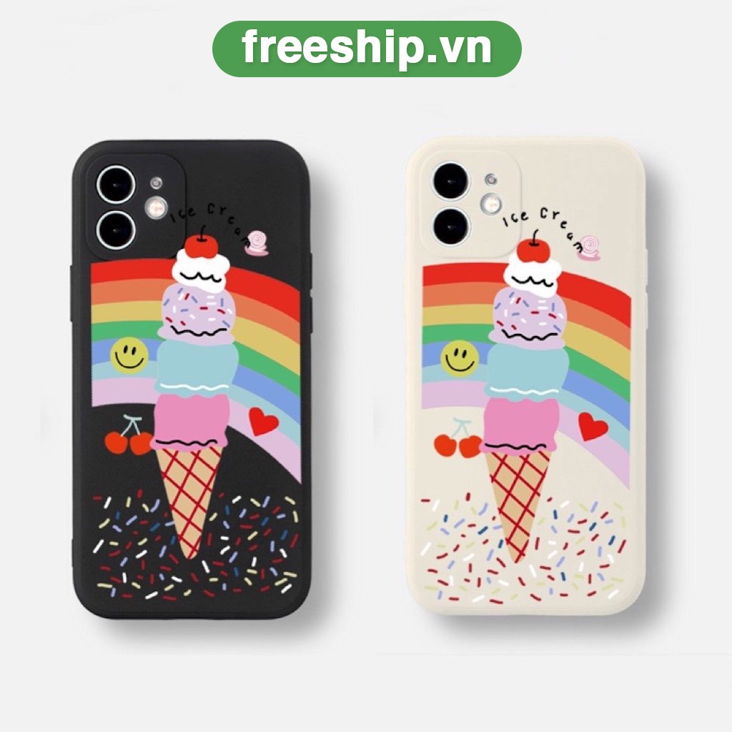 Ốp lưng iphone Ice-cream ốp iphone vuông cạnh 6/6plus/6s/6splus/7/7plus/8/8plus/x/xr/xs/11/12/pro/max/plus/promax E75