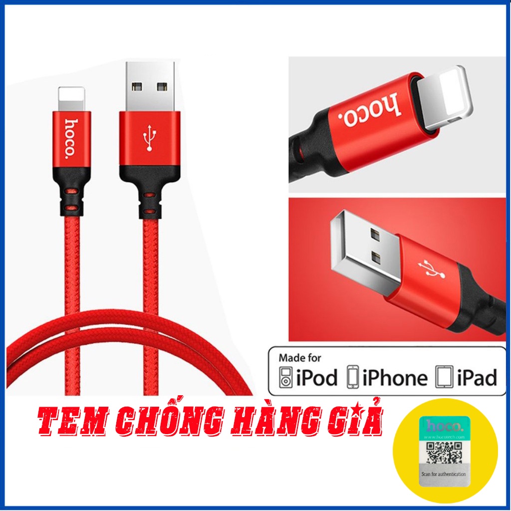 Sạc Iphone 🔴FREESHIP🔴 Khi Nhập [DAY SAC] Dây Cáp Sạc Hoco x14 linghtning Cho Iphone, ipad , ipod Dây Dù Chống Đứt