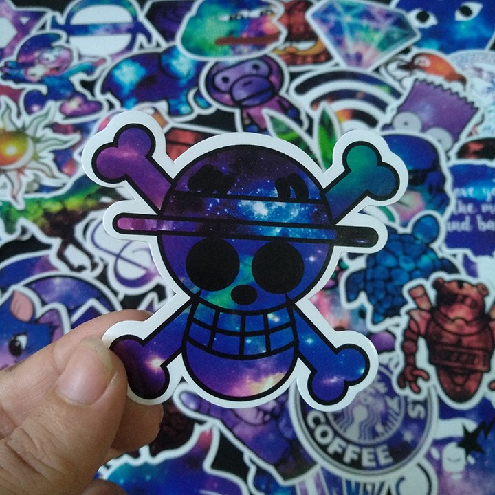 Bộ Sticker dán cao cấp chủ đề MÀU TÍM GALAXY - Dùng dán Xe, dán mũ bảo hiểm, dán Laptop...