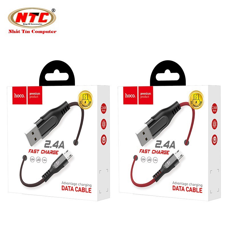 Cáp và truyền dữ liệu cổng microUSB Hoco U54 2.4A dài 1.2A (hỗ trợ QC3.0 và có đèn báo sạc)