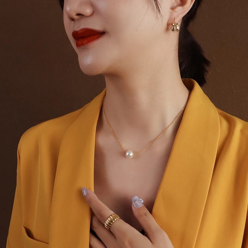 Vòng cổ mặt ngọc trai thời trang thanh lịch cho nữ