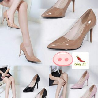 Giày cao gót màu đen gót nhọn 7cm đế đỏ