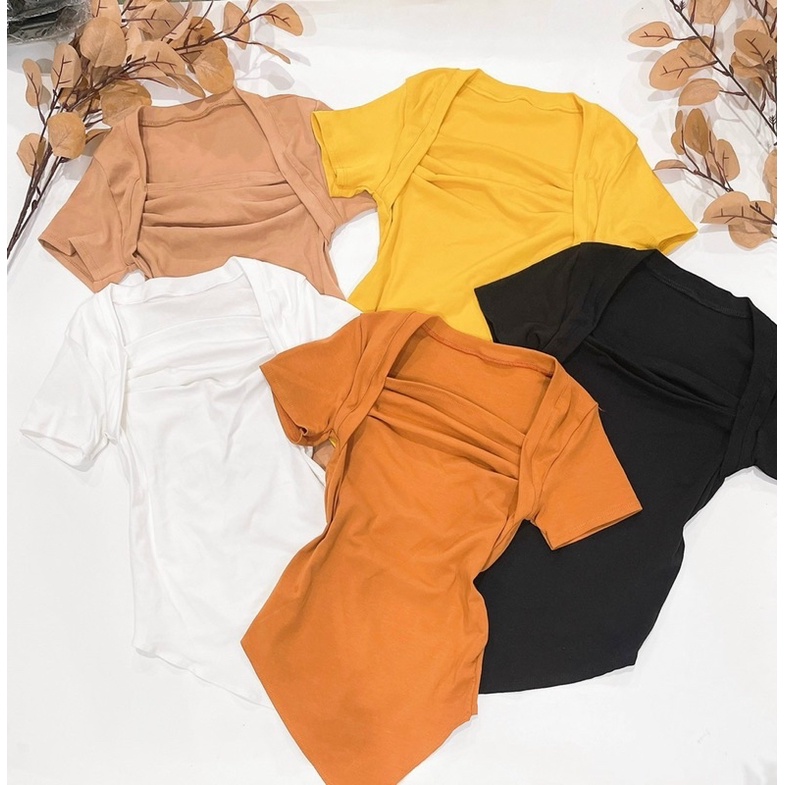 ÁO THUN NỮ VẠT NHỌN CỔ VUÔNG _111