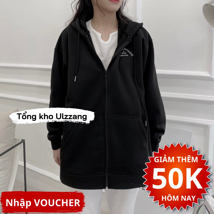 Áo Khoác Hoodie Nỉ Bông Unisex Nam Nữ Khóa Zip In Chữ Form Rộng Ulzzang