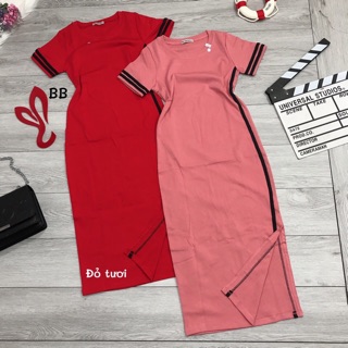 Đầm thun ôm body xẻ 1 bên