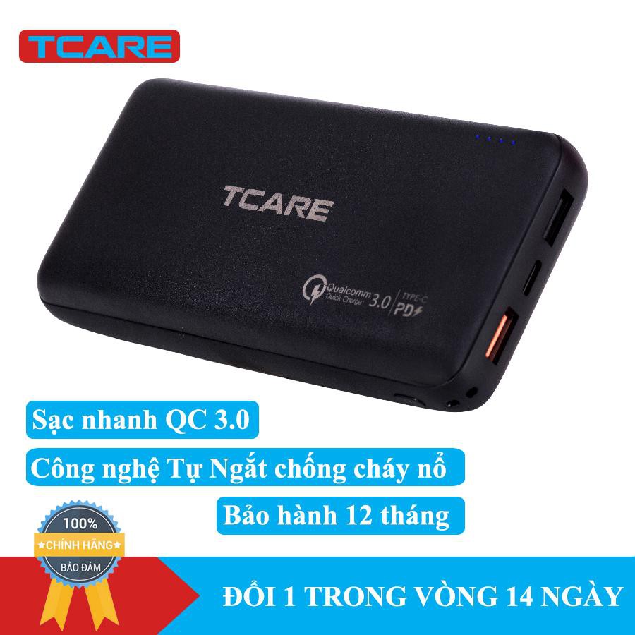 Pin sạc dự phòng 20000mAh sạc nhanh QC 3.0 Tcare T201