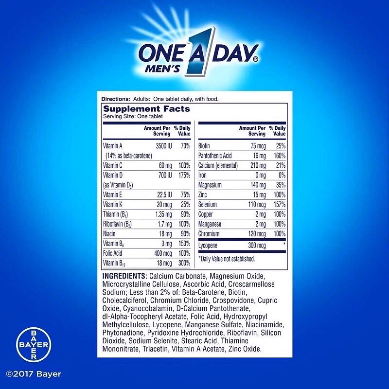 AIR MỸ 🇺🇸 One A Day Men Complete Multivitamin 300 viên