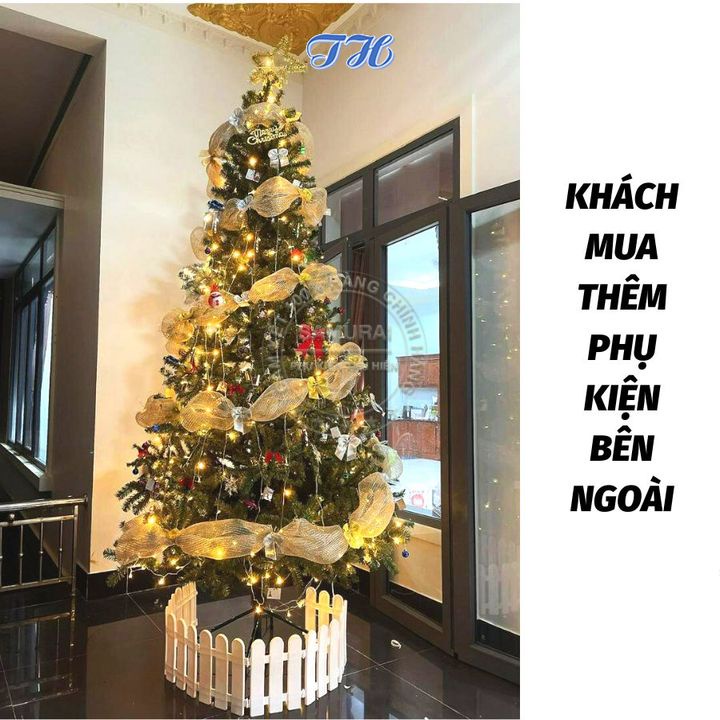 Cây thông noel 3m đầu tròn 10' trang trí phòng khách, phòng ngủ, ngoài trời đầy đủ phụ kiện mùa giáng sinh (Hình Thật)