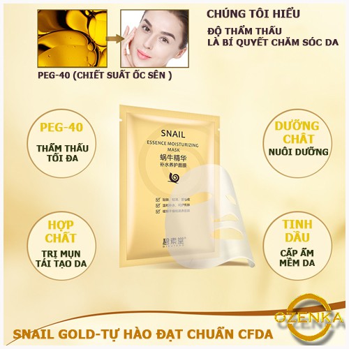 Mặt nạ dưỡng da cấp ẩm snail gold nội địa Trung Quốc NAMA 031.