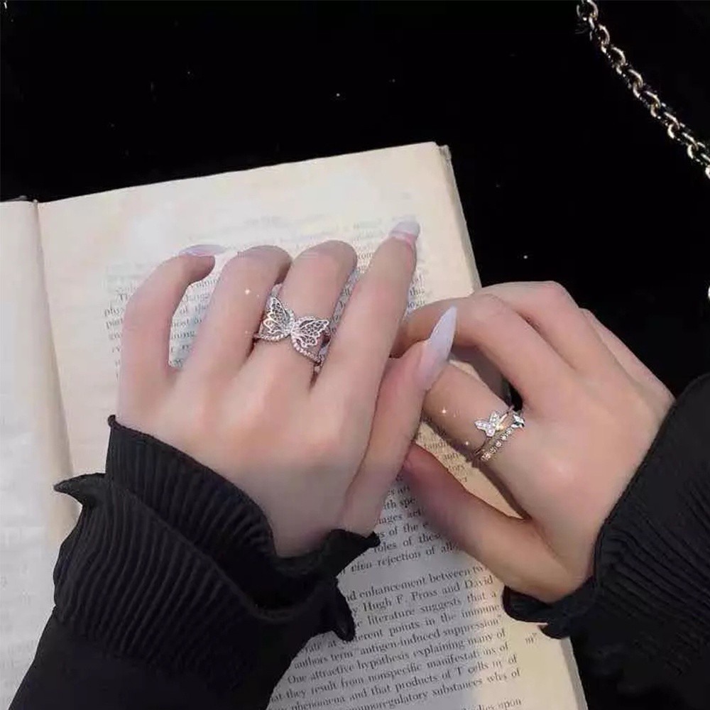 Nhẫn Hình Bướm Thiết Kế Đơn Giản Sang Trọng Có Thể Điều Chỉnh Cho Nữ