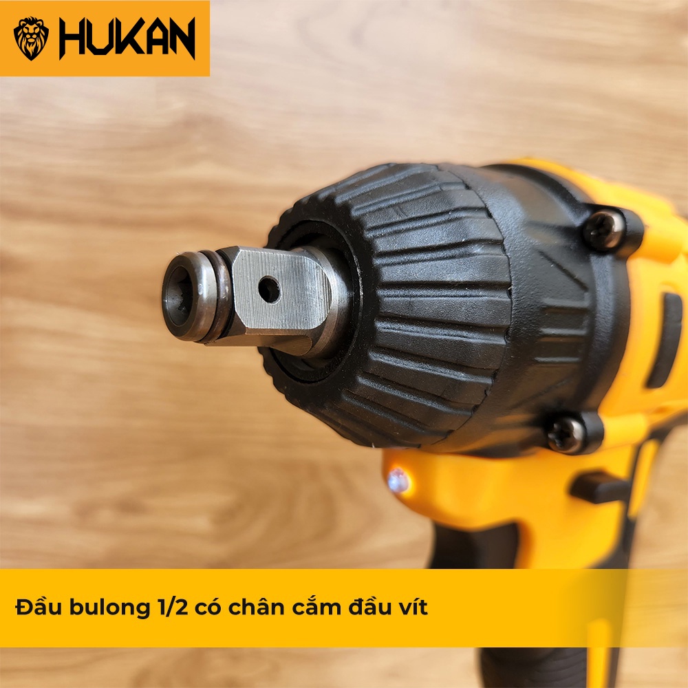Máy Siết Bulong HUKAN HK-Hero Lực Siết 380Nm, 3 Cấp Tốc Độ, Đầu Khẩu 22cm Kèm 3 Pin