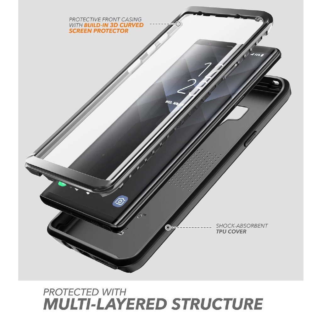 Ốp điện thoại có miếng bảo vệ màn hình SUPCASE cong 3D TPU bề mặt nhám thời trang thích hợp cho Samsung Galaxy Note 9