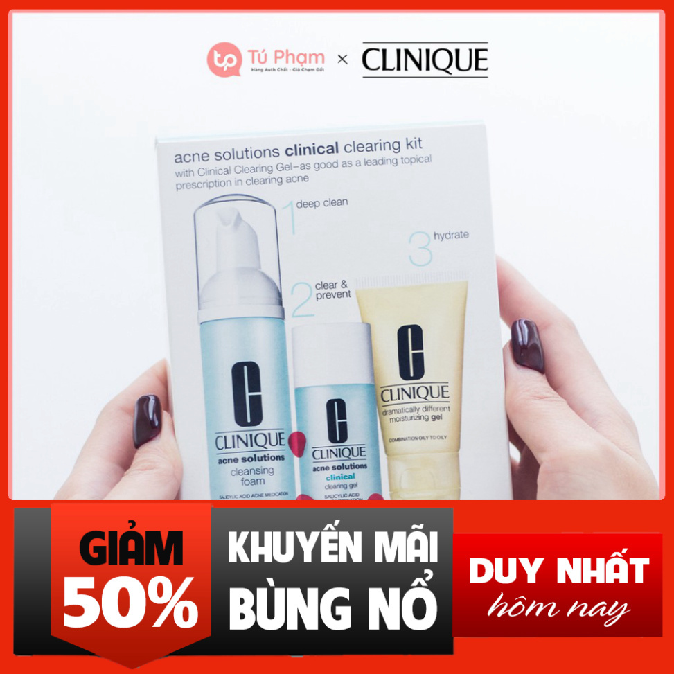 ĐẠI HẠ GIÁ Bộ Sản Phẩm 3 Món Clinique Acne Solutions Clinical Clearing Kit ĐẠI HẠ GIÁ