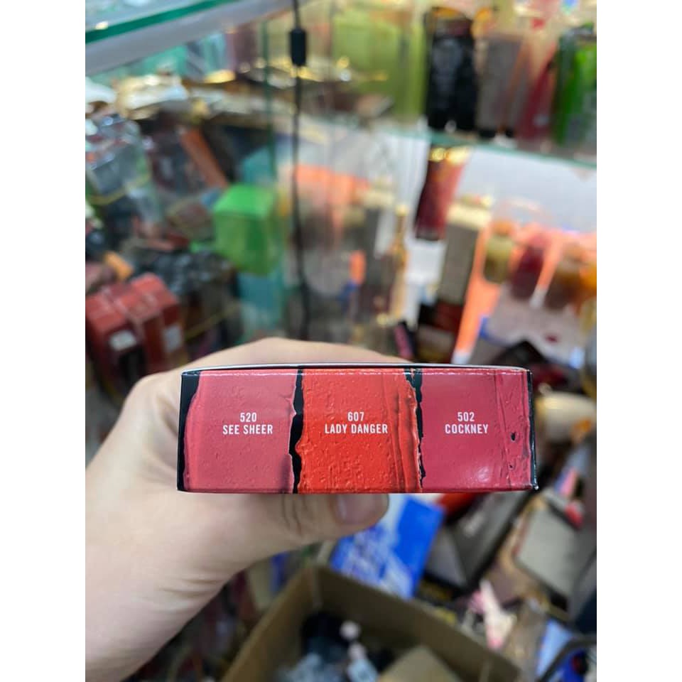 set 3 thỏi son MAC (mau see sheer- lady danger- cookney) fullbox