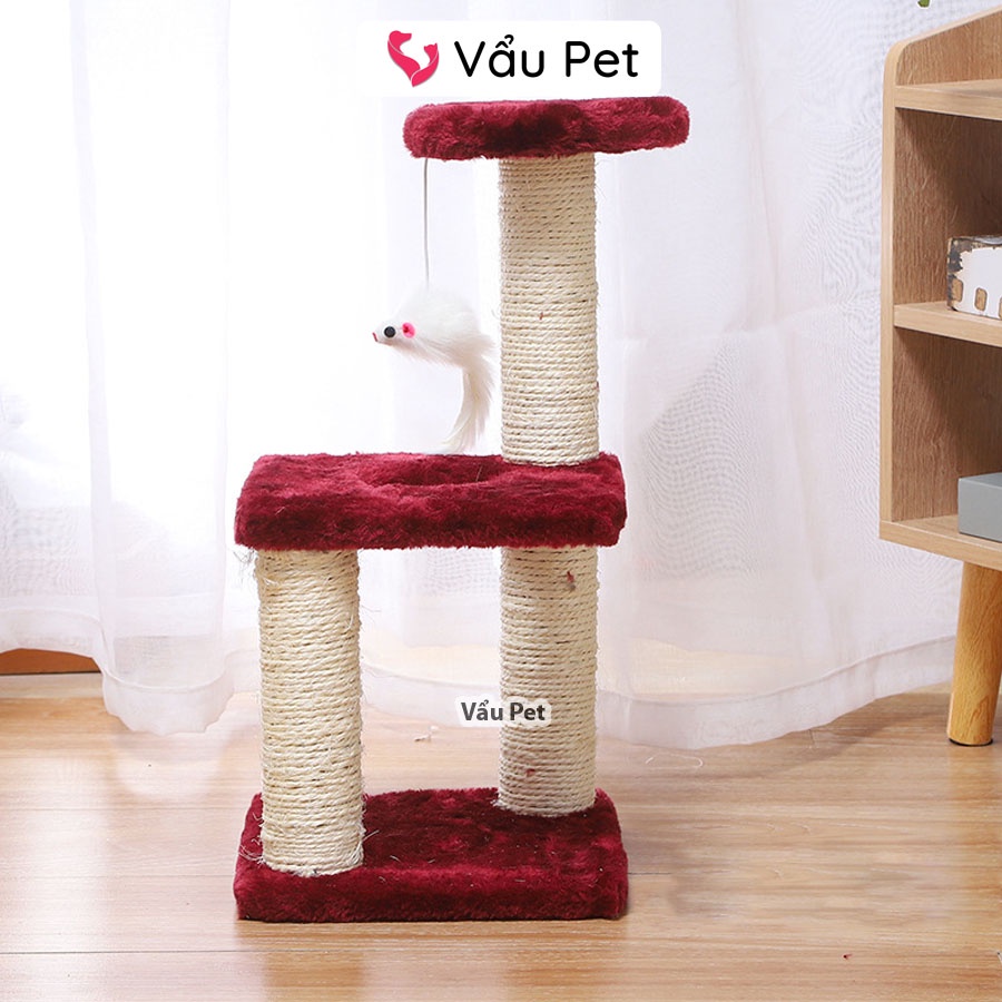 Trụ cào móng cho mèo 3 tầng - Cat Tree, nhà cây cào móng đồ chơi cho mèo Vẩu Pet Shop