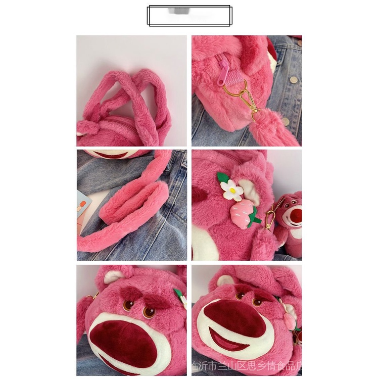 Túi Đeo Chéo Hình Quả Mọng / Gấu Bông Mềm Mại Dễ Thương Phong Cách Nhật Bản