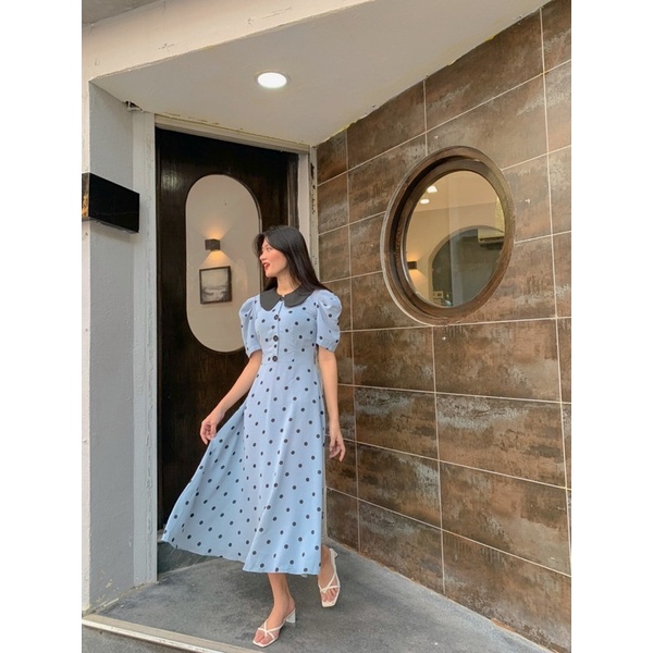 LIIN - Váy cổ phối hoạ tiết chấm bi | BigBuy360 - bigbuy360.vn