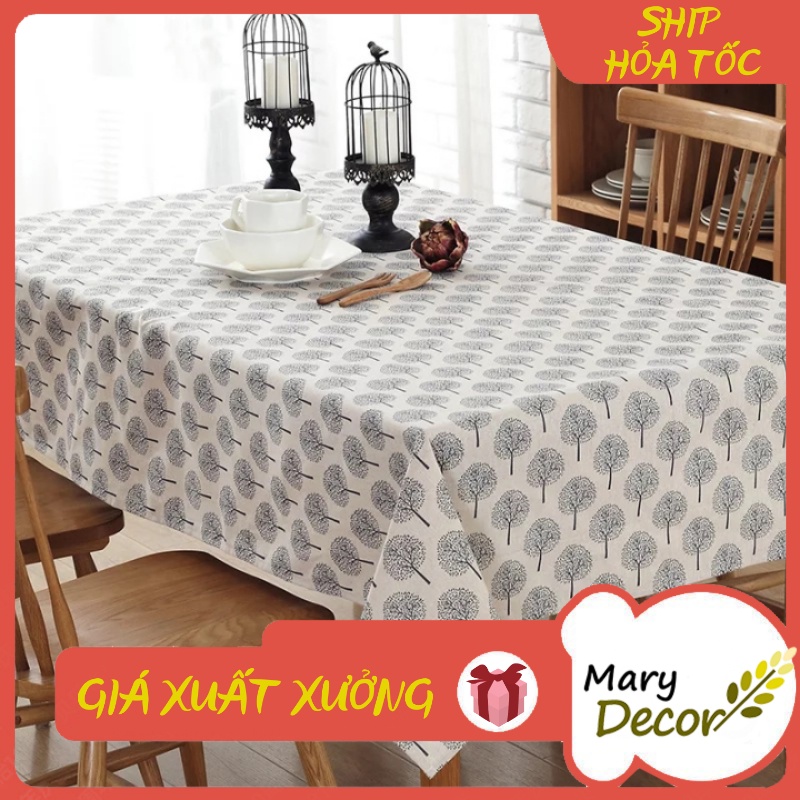 Khăn trải bàn Họa tiết cây viền ren (đủ kích thước) - D09